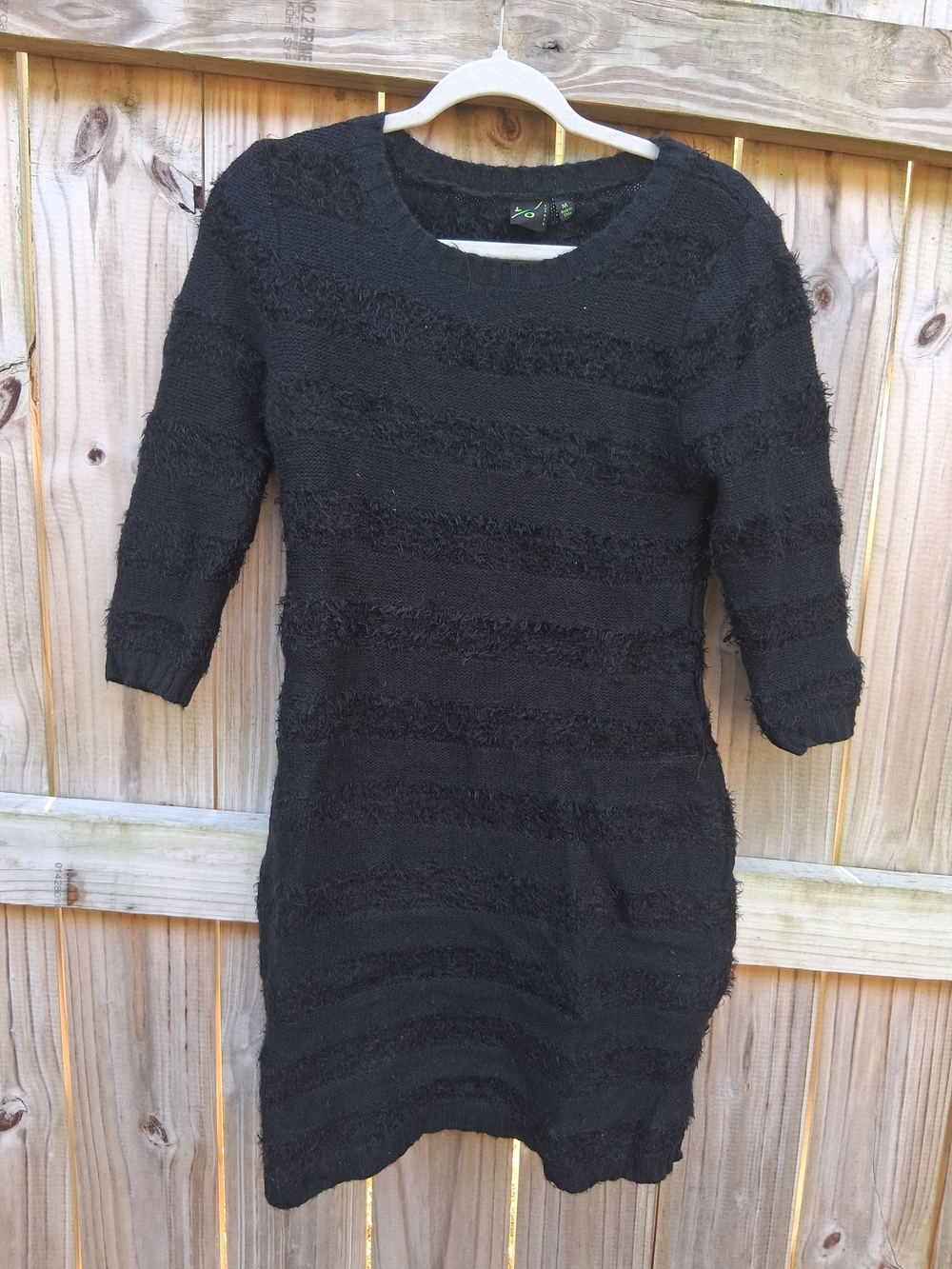 t/o Black Textured Long Sleeve Sweater Dress